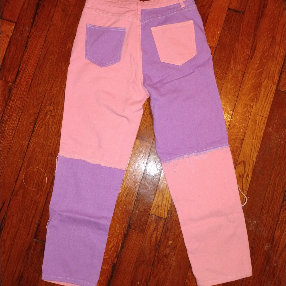 Colorblock Pants - Pink and Purple